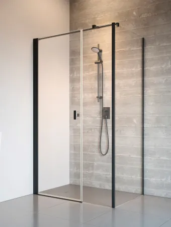 Nes 8 Black KDS I szögletes fekete zuhanykabin 120x80 átlátszó balos