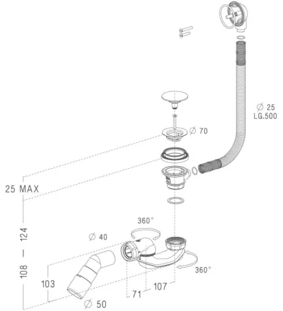 B602R zuhanytálca szifon