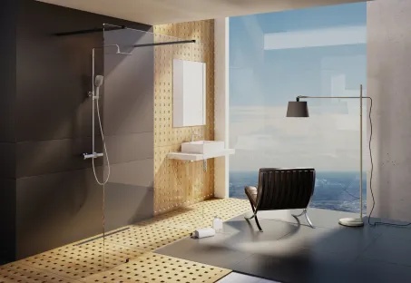 Walk-In Free Szett 120, zuhanykabin fekete+transparent