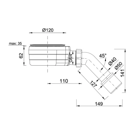 HS1 zuhanytálca szifon
