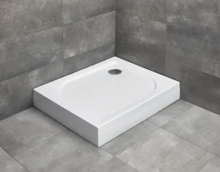 Delos D szögletes zuhanytálca lábbal 100x75 balos, fehér, ajándék szifonnal