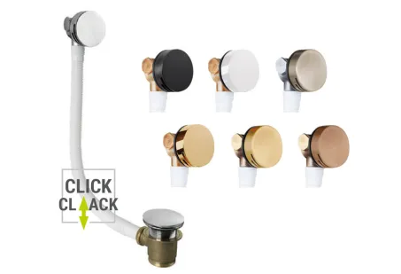 Vízfeltöltős, Click-Clack le- és túlfolyó kerek - szálcsiszolt króm