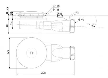 R400 SLIM W zuhanytálca szifon