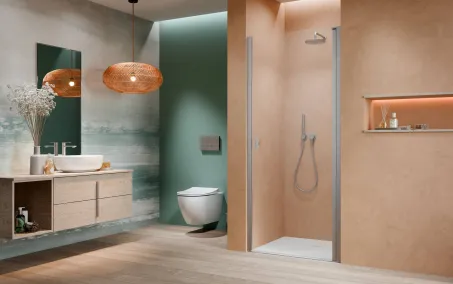 Nes Brushed Nickel DWJ I szálcsiszolt króm zuhanyajtó 70 átlátszó balos