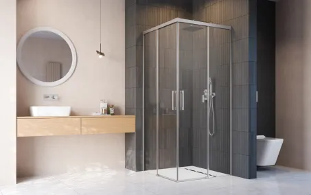 Idea Brushed Nickel KDD szögletes szálcsiszolt króm zuhanykabin 70x70 átlátszó