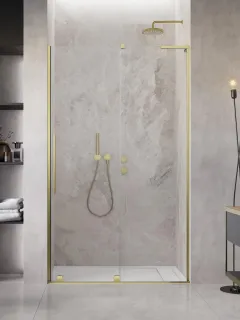 Furo SL Brushed Gold DWJ szálcsiszolt arany zuhanyajtó 100 átlátszó balos