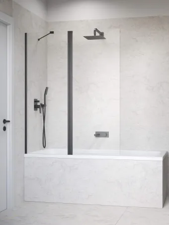 Nes Brushed GunMetal PND II szálcsiszolt fegyvermetál kádparaván 140 átlátszó jobbos