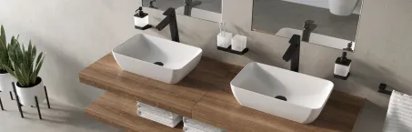 10° Free álló mosdócsaptelep leeresztő nélkül, 333 mm TD F 015.20BL, fekete