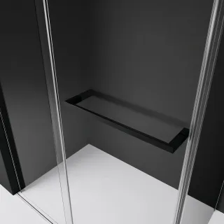 Ajtón lévő fekete törölközőtartó fogantyúval Furo termékcsaládhoz