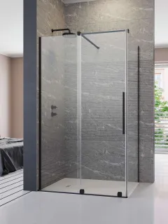 Furo Black KDJ szögletes fekete zuhanykabin 150x90 átlátszó balos