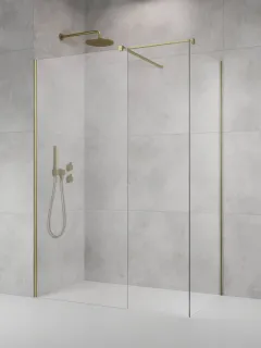 Modo X Brushed Gold III Walk-in szálcsiszolt arany zuhanyfal 50x50 átlátszó