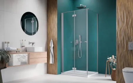 Nes Brushed Nickel KDJ-B szögletes szálcsiszolt króm zuhanykabin 80x100 átlátszó jobbos