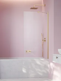 Idea Brushed Gold PNJ II szálcsiszolt arany kádparaván 100 átlátszó