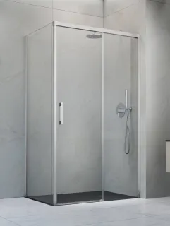 Idea Brushed Nickel KDJ szögletes szálcsiszolt króm zuhanykabin 140x100 átlátszó balos