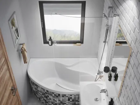 Rosa CVSK1 160/170 jobb kádparaván fehér+transparent