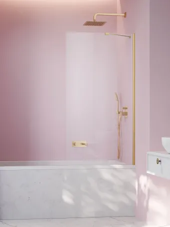 Idea Brushed Gold PNJ II szálcsiszolt arany kádparaván 70 átlátszó