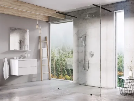 Walk-In Free Szett 140, zuhanykabin fekete+transparent