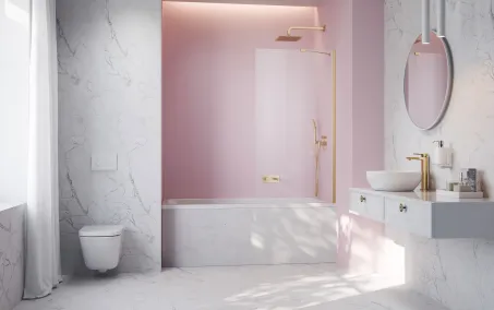 Idea Brushed Gold PNJ II szálcsiszolt arany kádparaván 70 átlátszó