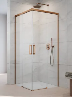 Idea Brushed Copper KDD szögletes szálcsiszolt réz zuhanykabin 75x75 átlátszó