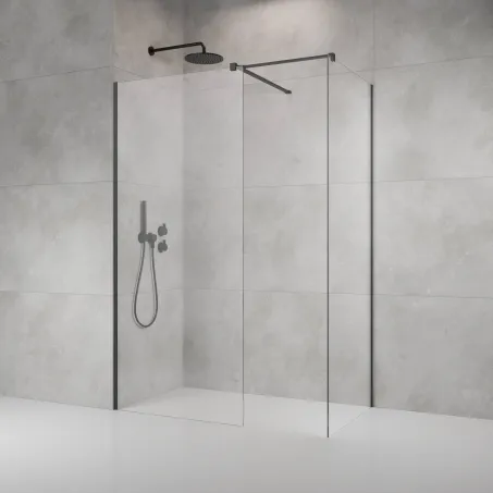 Modo X Brushed GunMetal III Walk-in szálcsiszolt fegyvermetál zuhanyfal 90x90 átlátszó