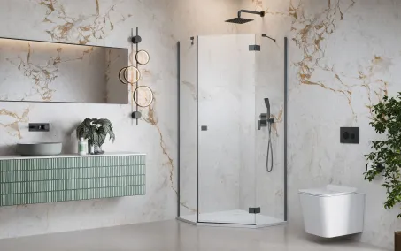 Essenza Brushed GunMetal ﻿PTJ ﻿szögletes ﻿szálcsiszolt fegyvermetál zuhanykabin 80x90 átlátszó