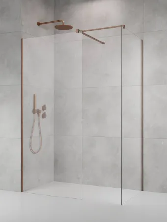 Modo X Brushed Copper III Walk-in szálcsiszolt réz zuhanyfal 50x50 átlátszó