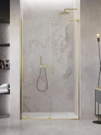 Furo SL Brushed Gold DWJ szálcsiszolt arany zuhanyajtó 110 átlátszó jobbos