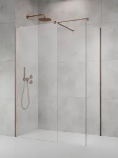 Modo X Brushed Copper III Walk-in szálcsiszolt réz zuhanyfal 90x90 átlátszó