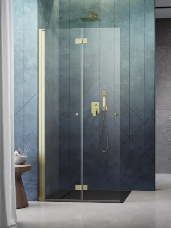 Nes Brushed Gold Walk-in KDD-B szálcsiszolt arany zuhanyfal 100 átlátszó balos