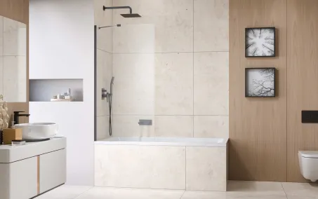 Idea Brushed GunMetal PNJ II szálcsiszolt fegyvermetál kádparaván 80 átlátszó