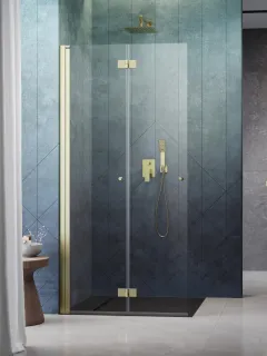 Nes Brushed Gold Walk-in KDD-B szálcsiszolt arany zuhanyfal 80 átlátszó jobbos
