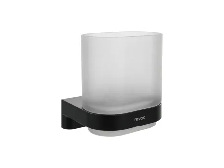 Chrome CR II 210.20BLM pohártartó üvegpohárral, matt fekete