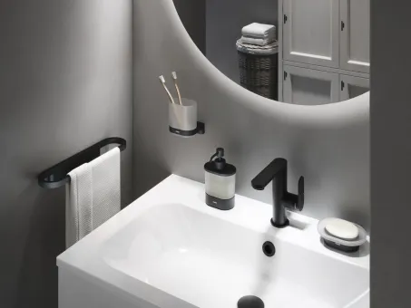 Chrome CR II 210.20BLM pohártartó üvegpohárral, matt fekete