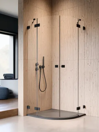 Essenza Pro Black PDD íves fekete zuhanykabin 100x80 átlátszó