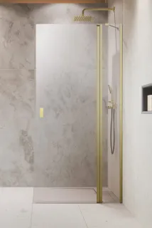 Nes Brushed Gold Walk-in KDD II szálcsiszolt arany zuhanyfal balos