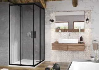 Blix Slim BLSRV2 90x90 zuhanykabin fekete+transparent