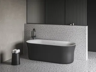 Ypsilon 180x80, akrilkád, fekete/fehér, szabadonálló, fekete/fehér/króm lefolyó