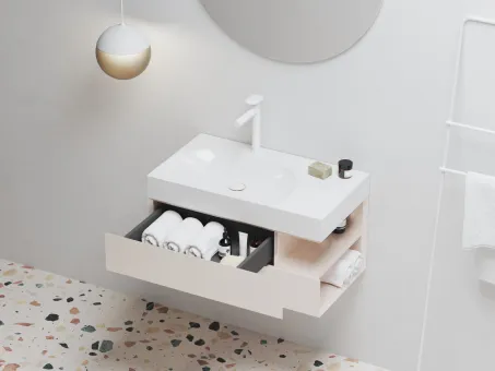 SD Lite 80 J fürdőszobai szekrény mosdó alá Alabaster Pink