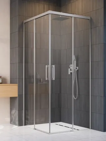Idea Brushed Nickel KDD szögletes szálcsiszolt króm zuhanykabin 90x110 átlátszó