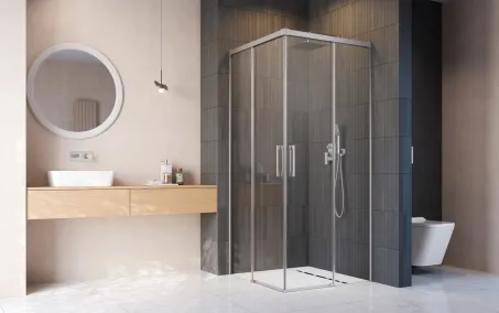 Idea Brushed Nickel KDD szögletes szálcsiszolt króm zuhanykabin 90x110 átlátszó