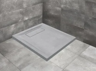 Doris C lapos szögletes betonszürke zuhanytálca 80x80 betonszürke, ajándék szifonnal