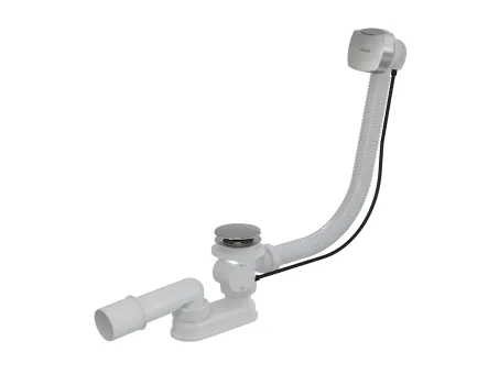 Kád le/túlfolyószett 570 bovdenes, szögletes és krómozott fedél