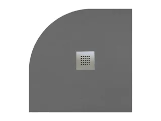 Kios A íves lapos betonszürke zuhanytálca 90x90 betonszürke, ajándék szifonnal