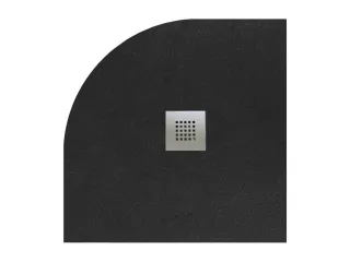 Kios A íves lapos fekete zuhanytálca 80x80 fekete, ajándék szifonnal