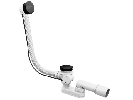 Kád le/túlfolyószett 570mm bovdenes, fekete