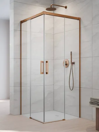 Idea Brushed Copper KDD szögletes szálcsiszolt réz zuhanykabin 75x90 átlátszó