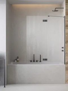 Essenza Brushed GunMetal ﻿PND II ﻿szálcsiszolt fegyvermetál kádparaván 130 átlátszó jobbos