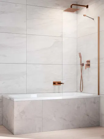 Idea Brushed Copper PNJ II szálcsiszolt réz kádparaván 90 átlátszó