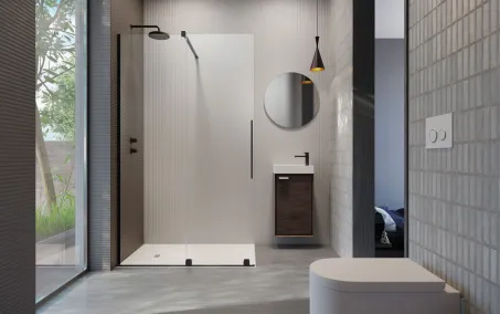 Furo Black Walk-in fekete zuhanyfal 120 átlátszó jobbos