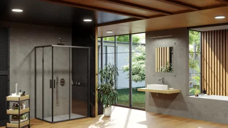 Blix Slim BLSRV2K-100 zuhanykabin fekete+transparent (1 oldal)